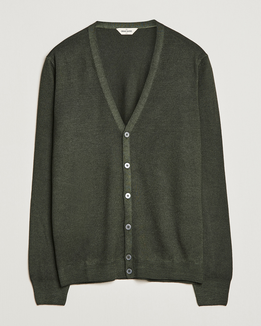 Men | Sweaters & Knitwear | Gran Sasso | Vintage Merino Fashion Fit Cardigan Green