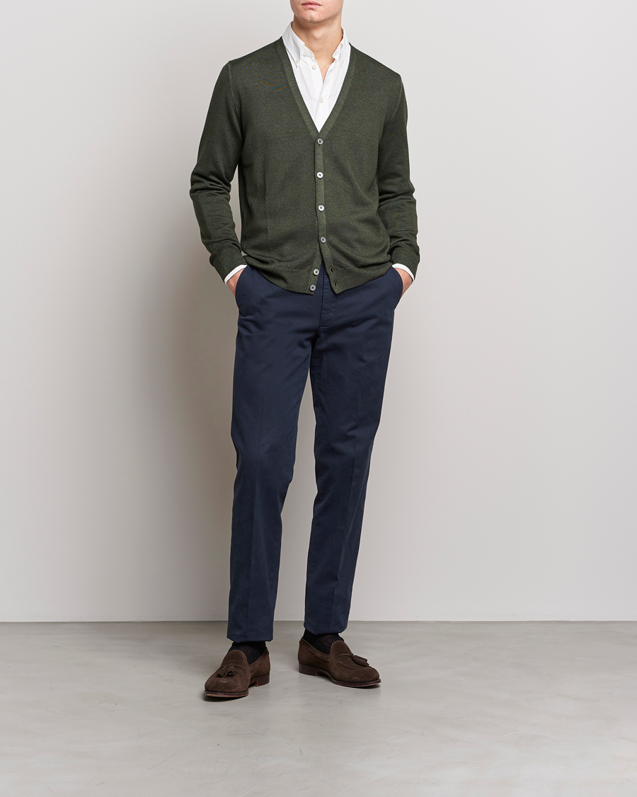 Men | Sweaters & Knitwear | Gran Sasso | Vintage Merino Fashion Fit Cardigan Green