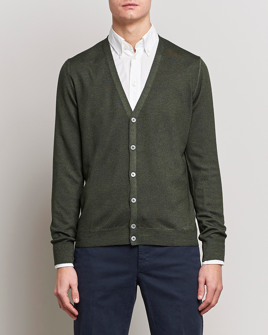 Men | Sweaters & Knitwear | Gran Sasso | Vintage Merino Fashion Fit Cardigan Green