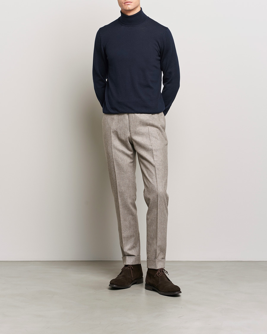 Men | Sweaters & Knitwear | Gran Sasso | Merino Fashion Fit Rollneck Navy