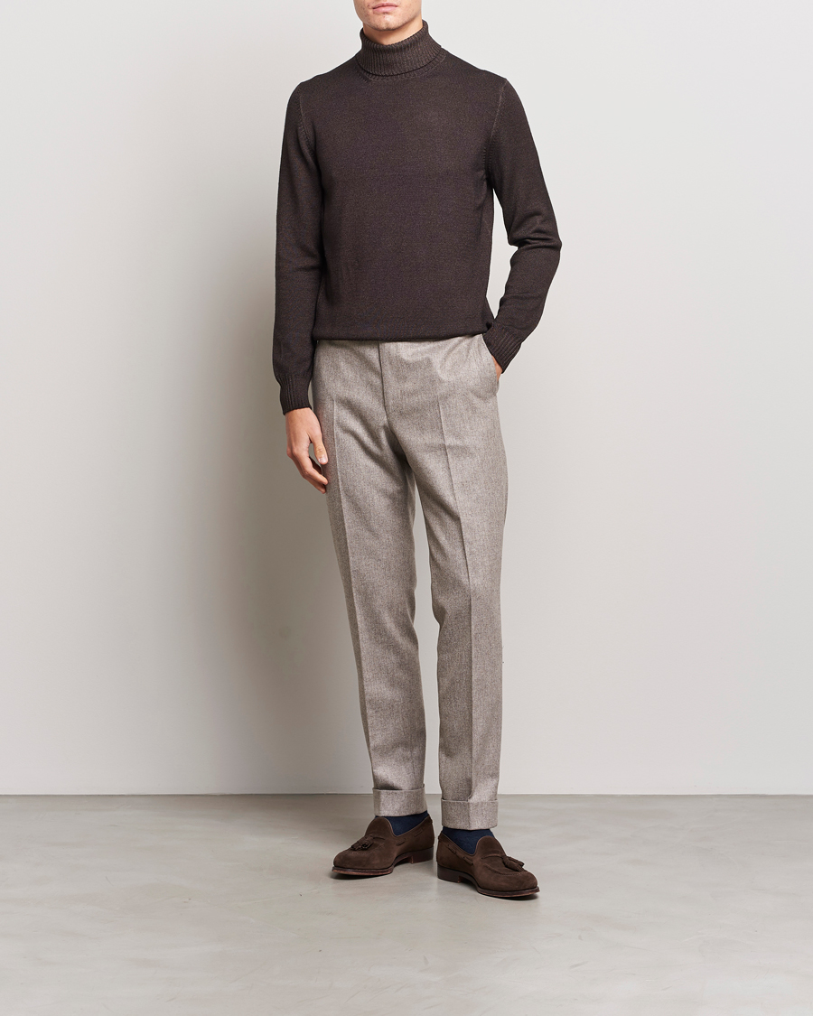Men | Sweaters & Knitwear | Gran Sasso | Vintage Merino Fashion Fit Polo Brown