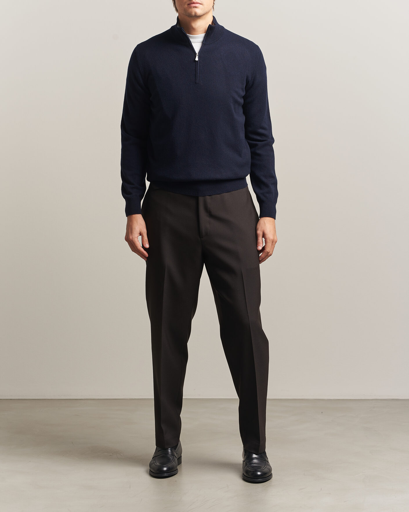 Men | Sweaters & Knitwear | Gran Sasso | Wool/Cashmere Half Zip Navy