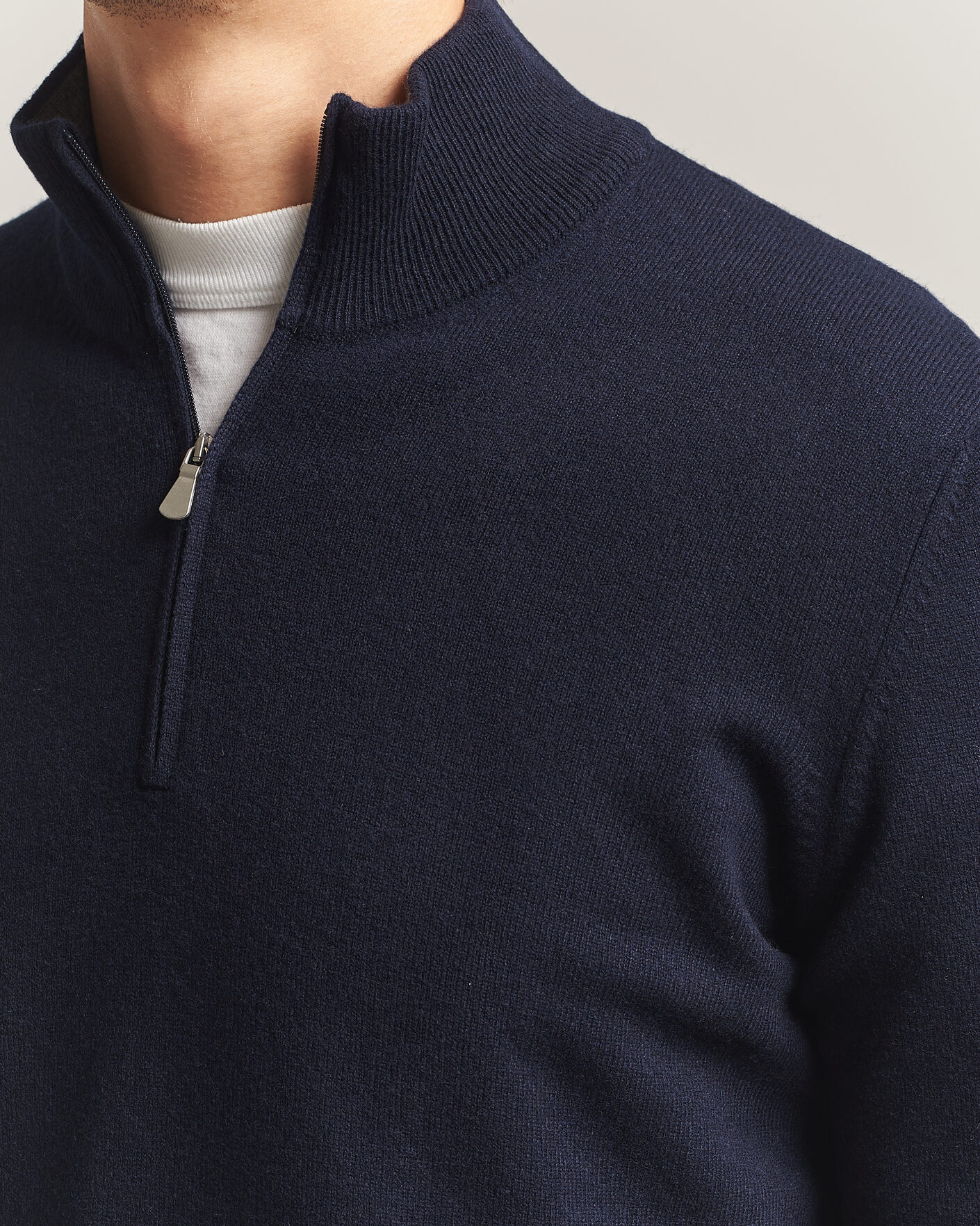 Men | Sweaters & Knitwear | Gran Sasso | Wool/Cashmere Half Zip Navy