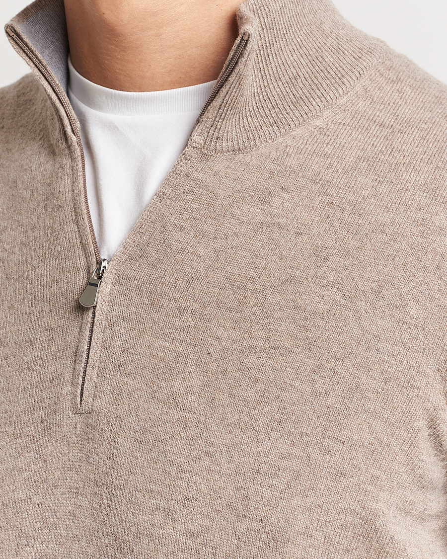 Men | Sweaters & Knitwear | Gran Sasso | Wool/Cashmere Half Zip Beige Melange