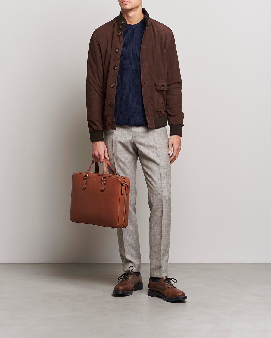 Men | Briefcases | Mismo | Morris Full Grain Leather Briefcase Tabac