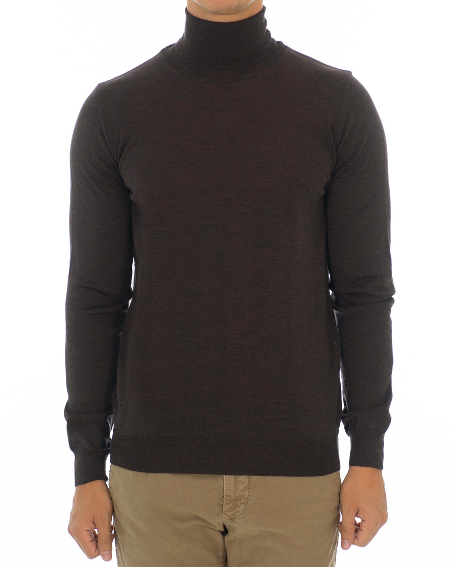 Men | Sweaters & Knitwear | Oscar Jacobson | Cole Extra Fine Merino Rollneck Brown