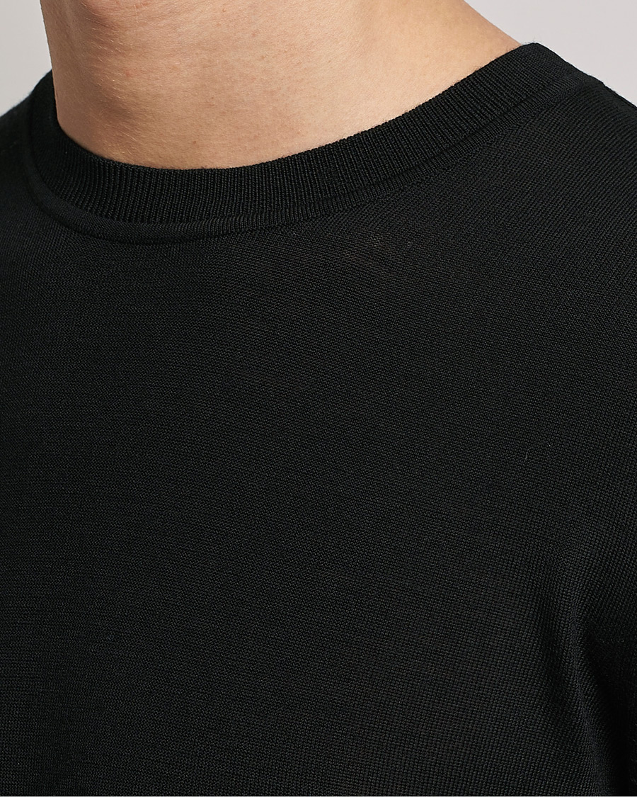 Men | Sweaters & Knitwear | Samsøe Samsøe | Flemming Superfine Merino Wool Crew Neck Black