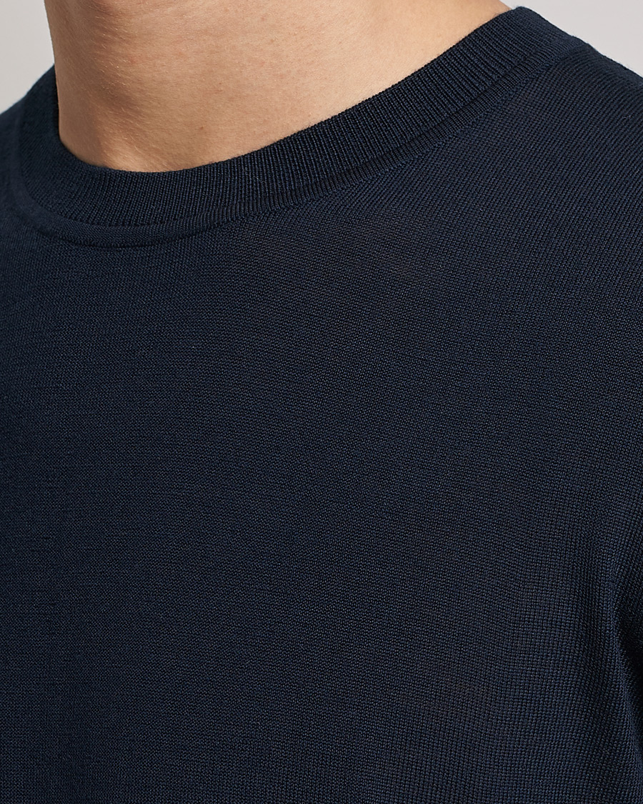 Men | Sweaters & Knitwear | Samsøe Samsøe | Flemming Superfine Merino Wool Crew Neck Night Sky
