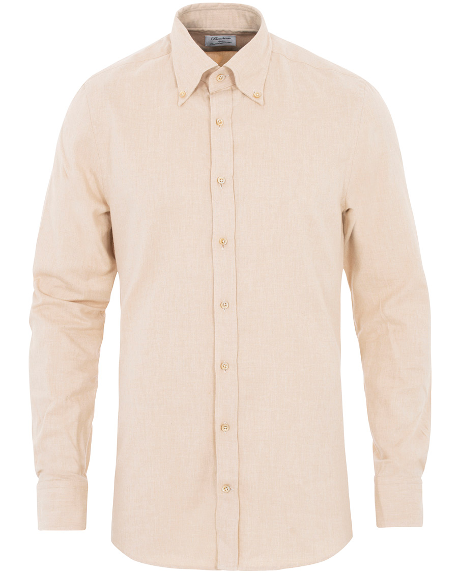Men | Shirts | Stenströms | Slimline Flannel Shirt Beige