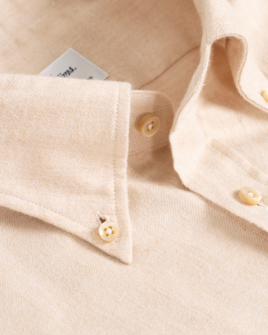 Men | Shirts | Stenströms | Slimline Flannel Shirt Beige