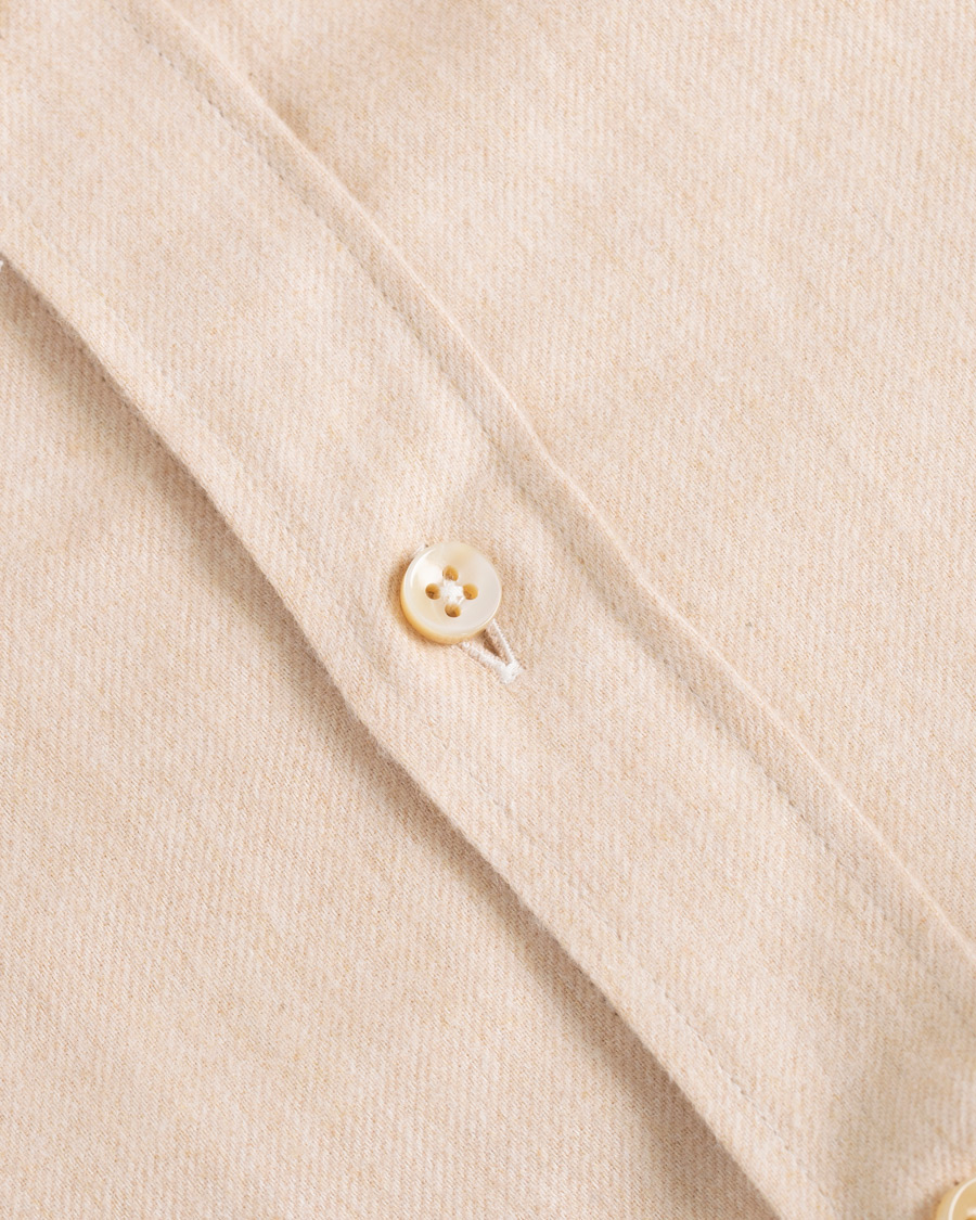 Men | Shirts | Stenströms | Slimline Flannel Shirt Beige