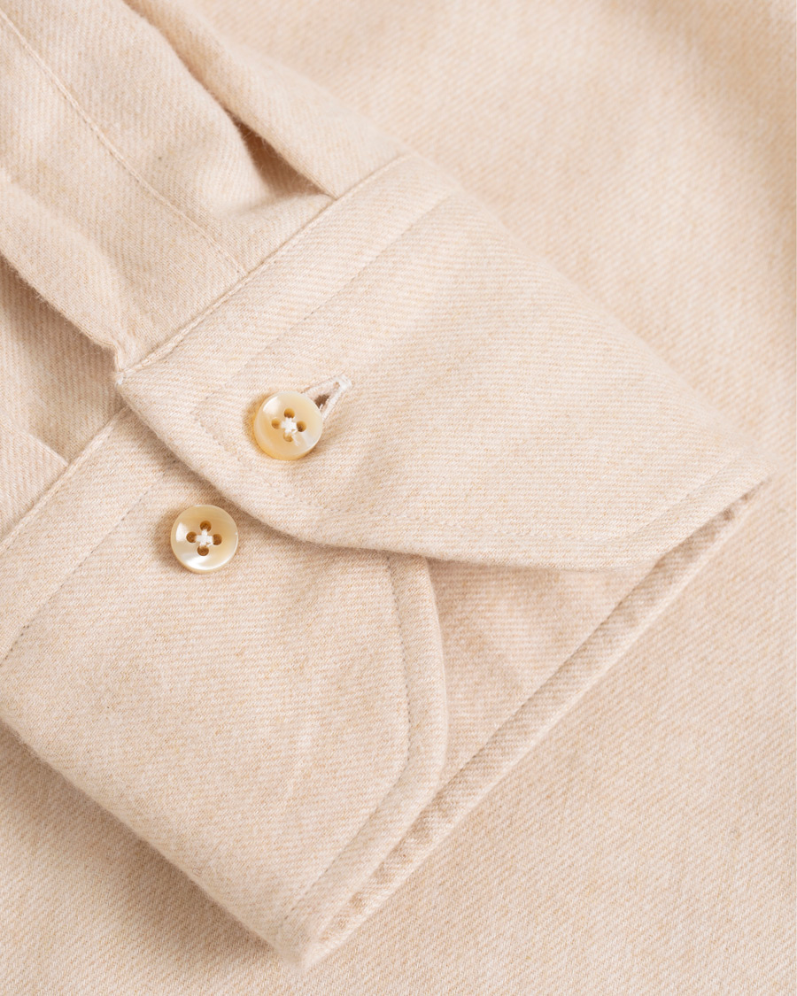 Men | Shirts | Stenströms | Slimline Flannel Shirt Beige