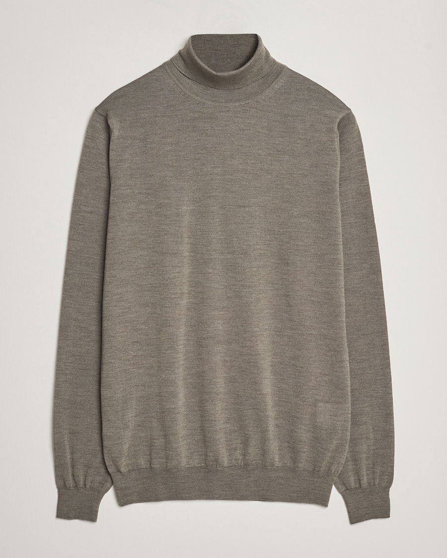 Men | Sweaters & Knitwear | Stenströms | Fine Merino Rollneck Olive