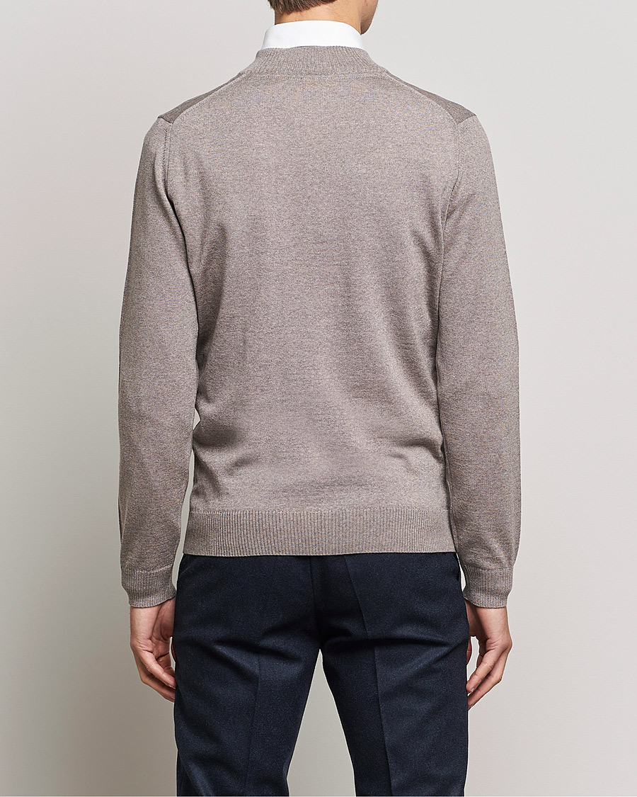 Men | Sweaters & Knitwear | Stenströms | Merino Half Zip Mud Brown