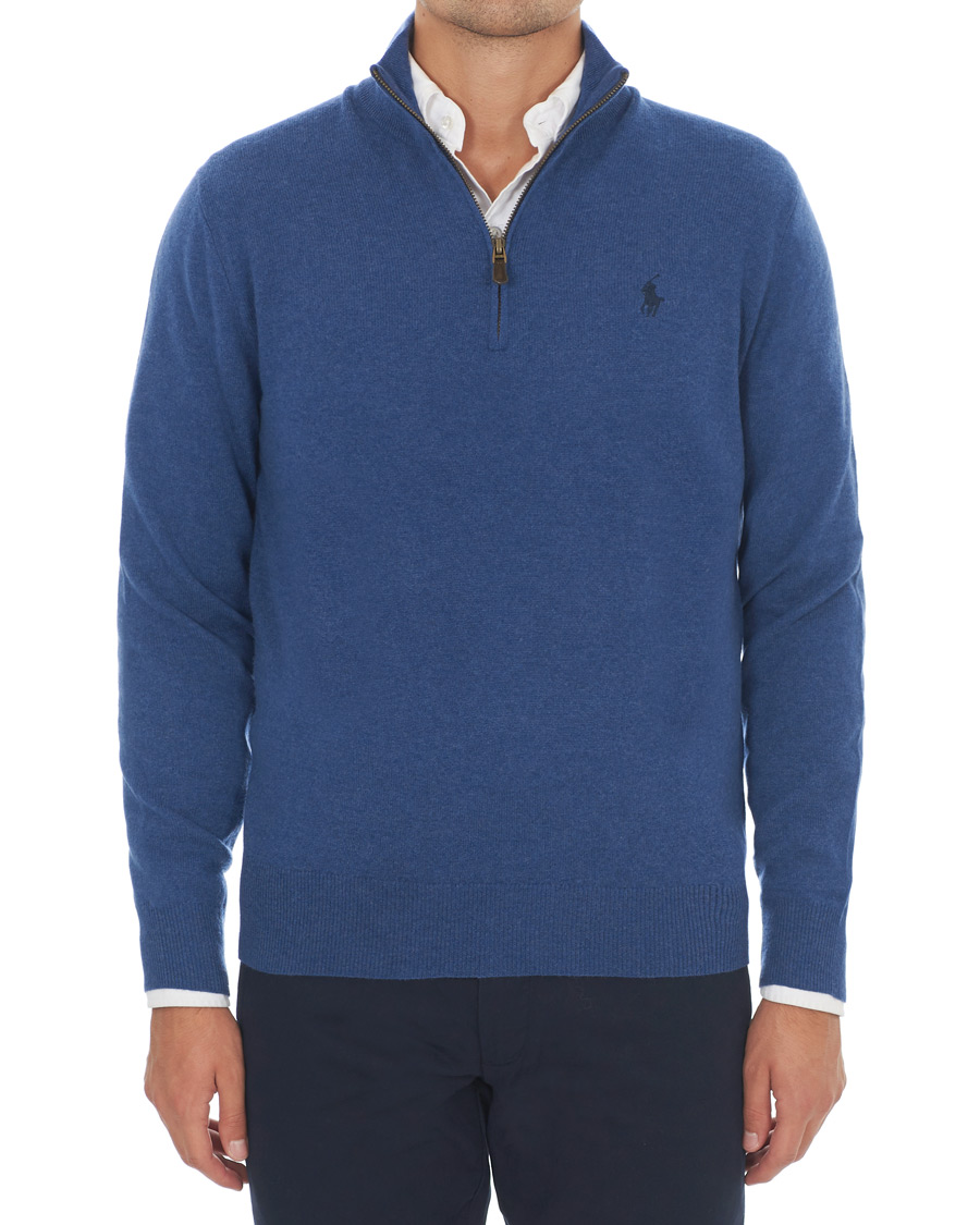 Men | Sweaters & Knitwear | Polo Ralph Lauren | Merino Half Zip Shale Blue