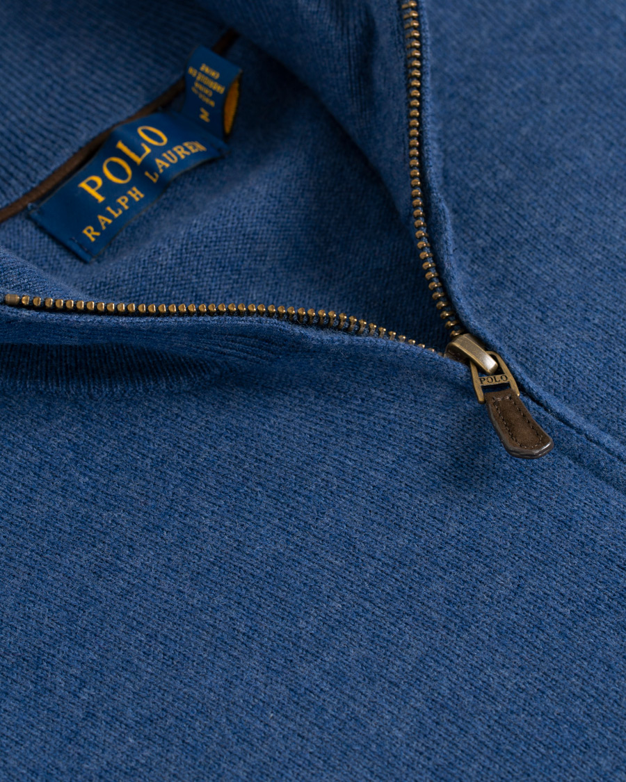 Men | Sweaters & Knitwear | Polo Ralph Lauren | Merino Half Zip Shale Blue