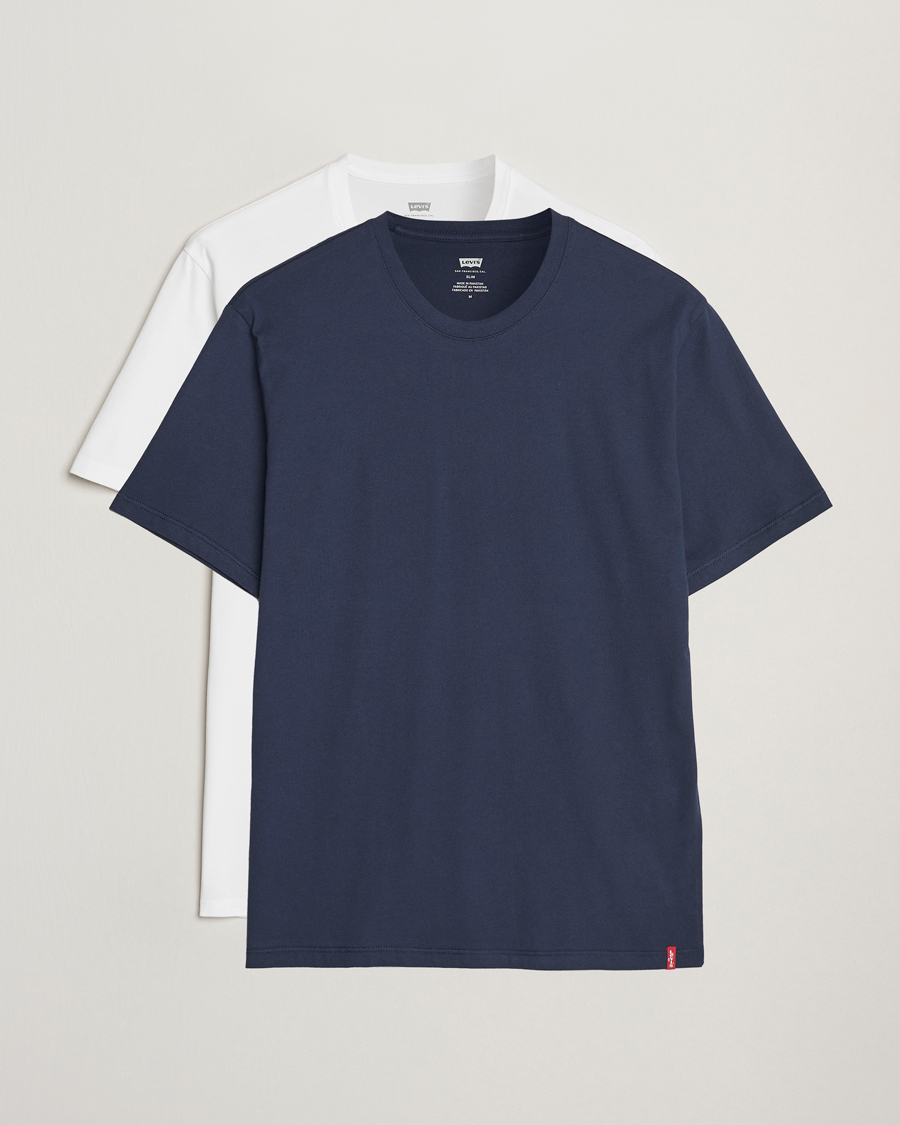 Men | T-Shirts | Levi's | 2-Pack Crew Neck T-Shirt Navy/White