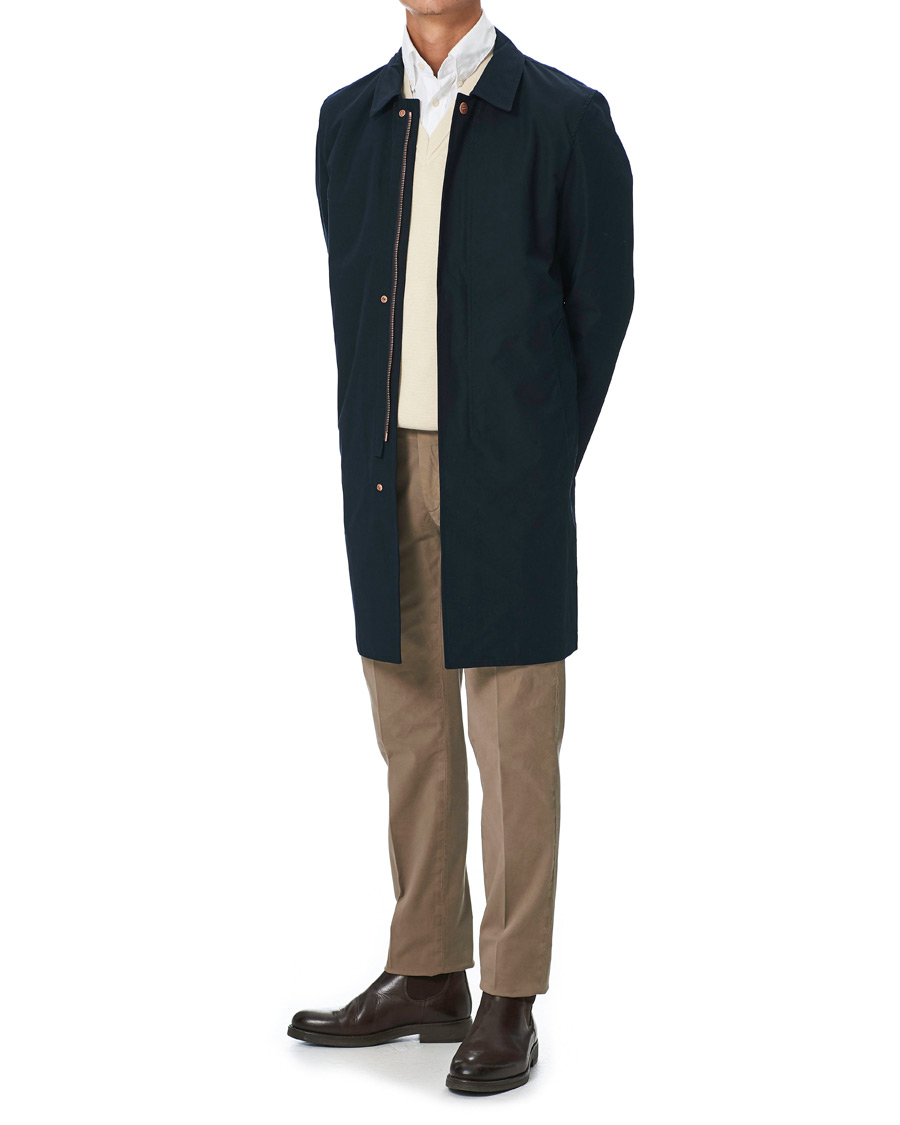 Private White V.C. Unlined Cotton Ventile Mac Coat 3.0 Midnight at