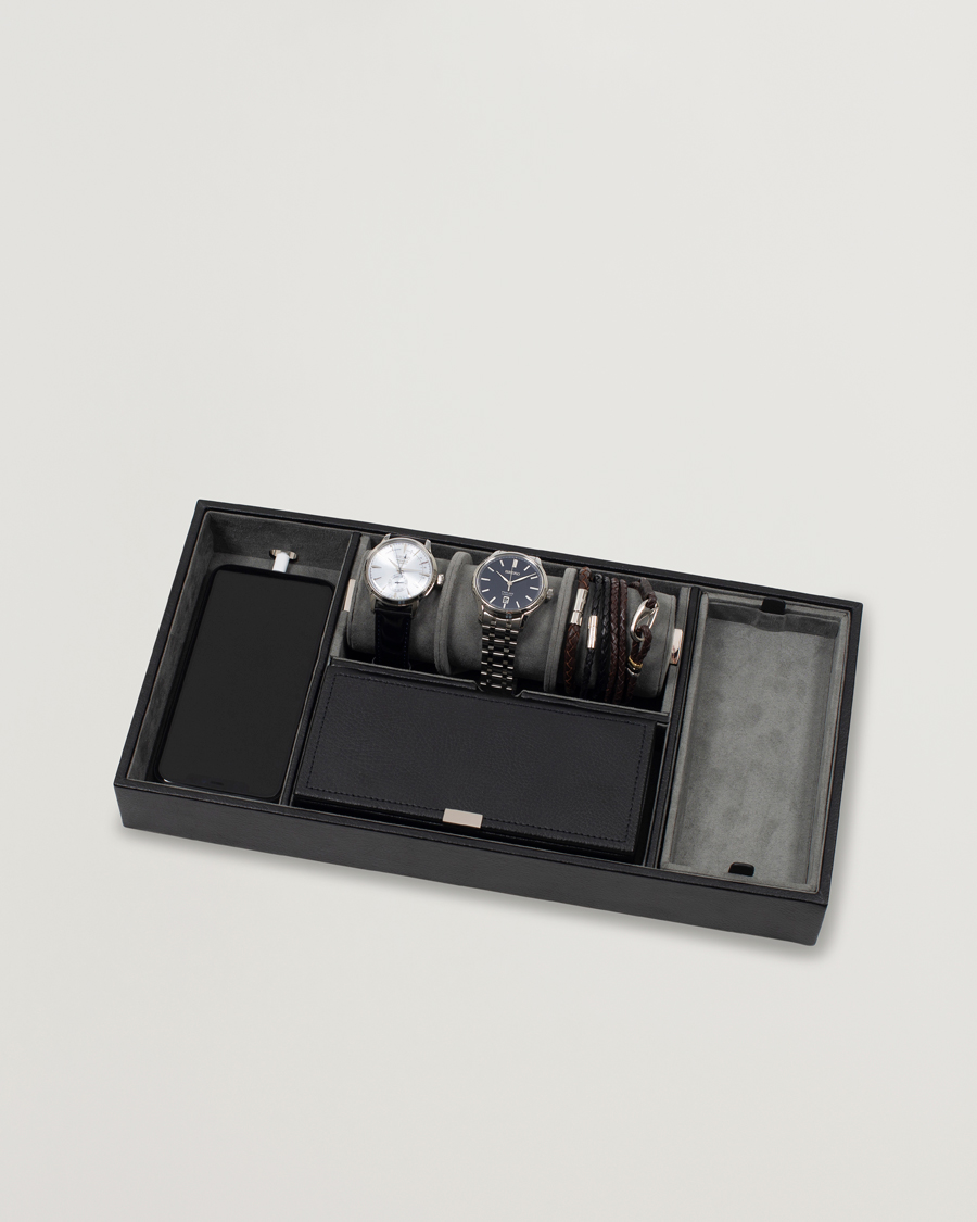 Men | Watch winders & boxes | WOLF | Howard Valet Tray with Cuff Black/Grey Pebble