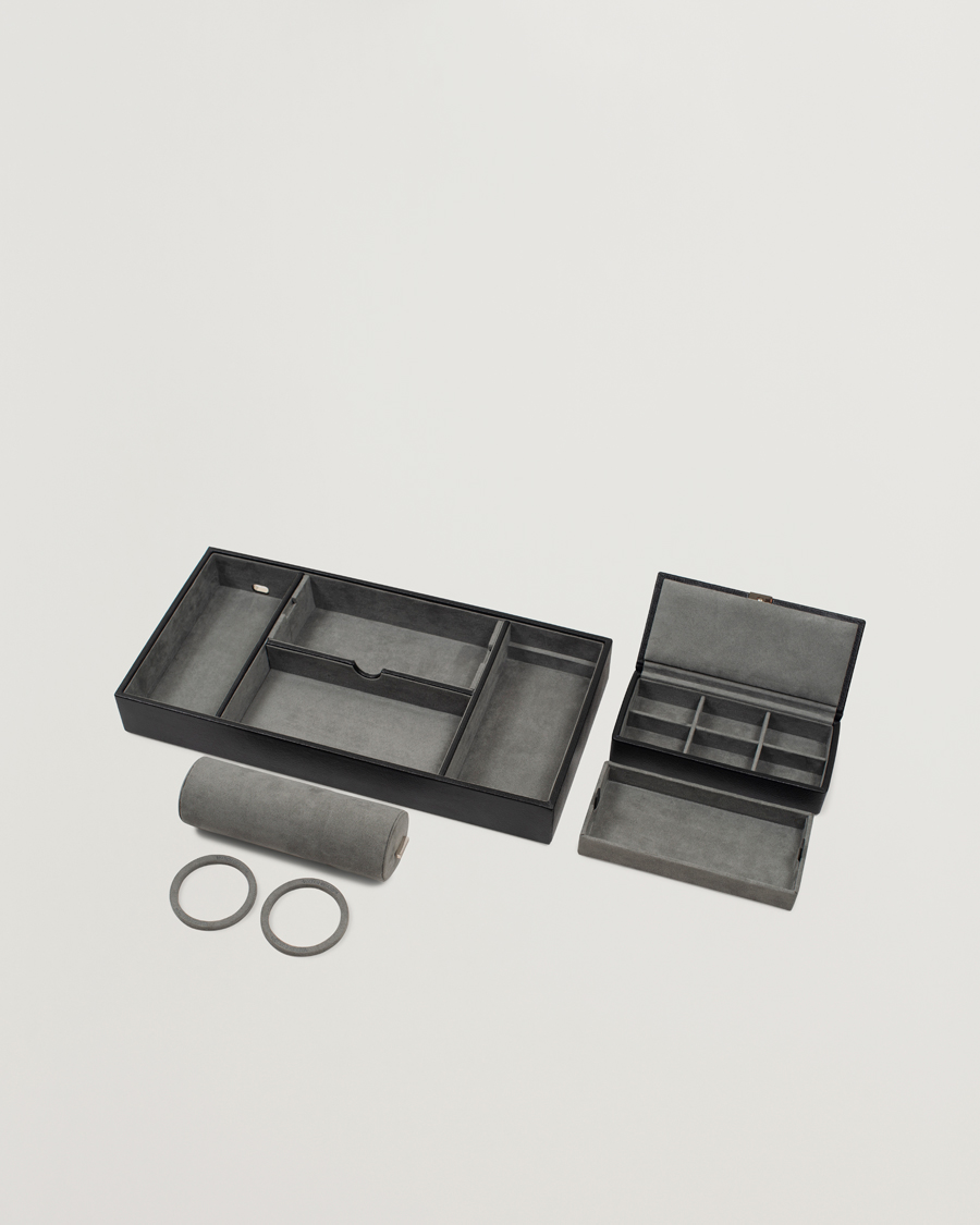 Men | WOLF Howard Valet Tray with Cuff Black/Grey Pebble | WOLF | Howard Valet Tray with Cuff Black/Grey Pebble