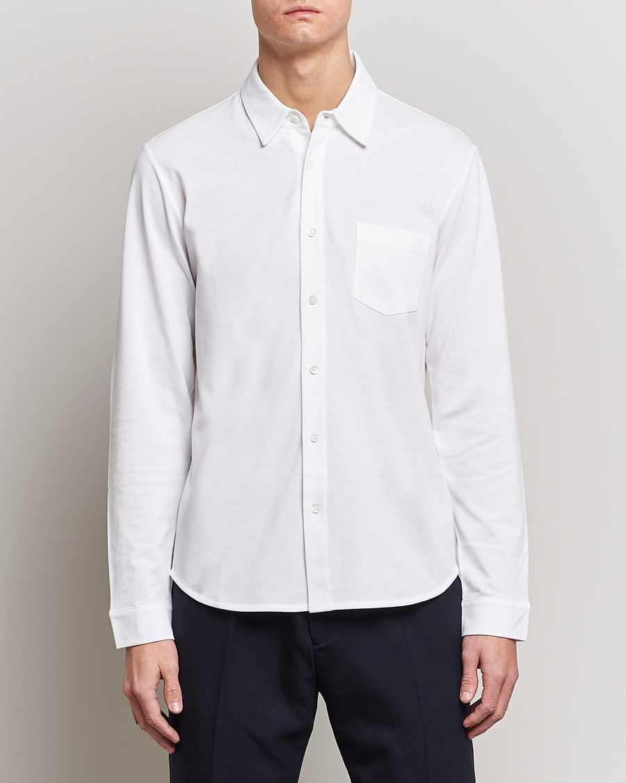 Men | Sunspel | Sunspel | Long Sleeve Pique Shirt White