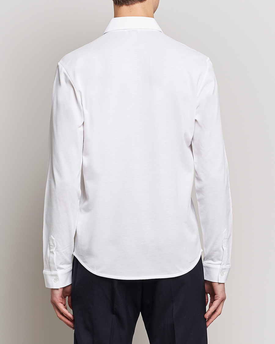 Men | Shirts | Sunspel | Long Sleeve Pique Shirt White
