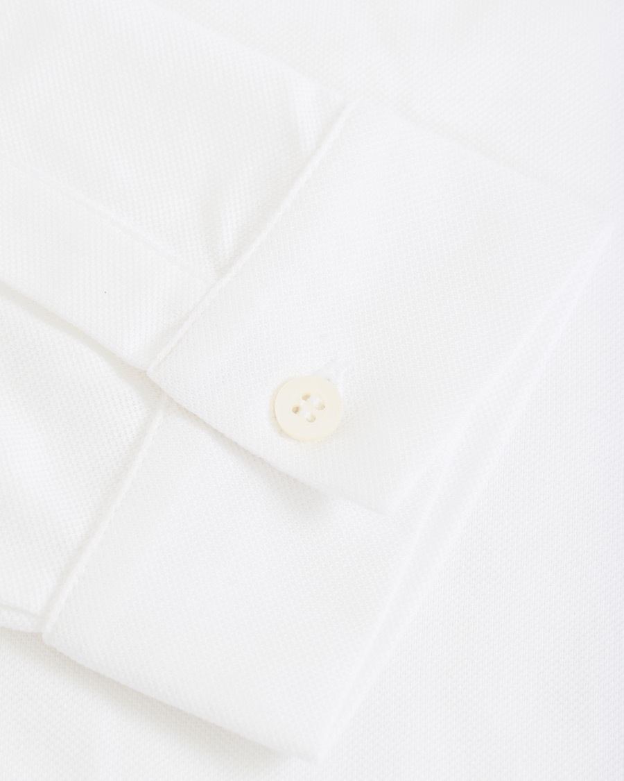 Men | Shirts | Sunspel | Long Sleeve Pique Shirt White
