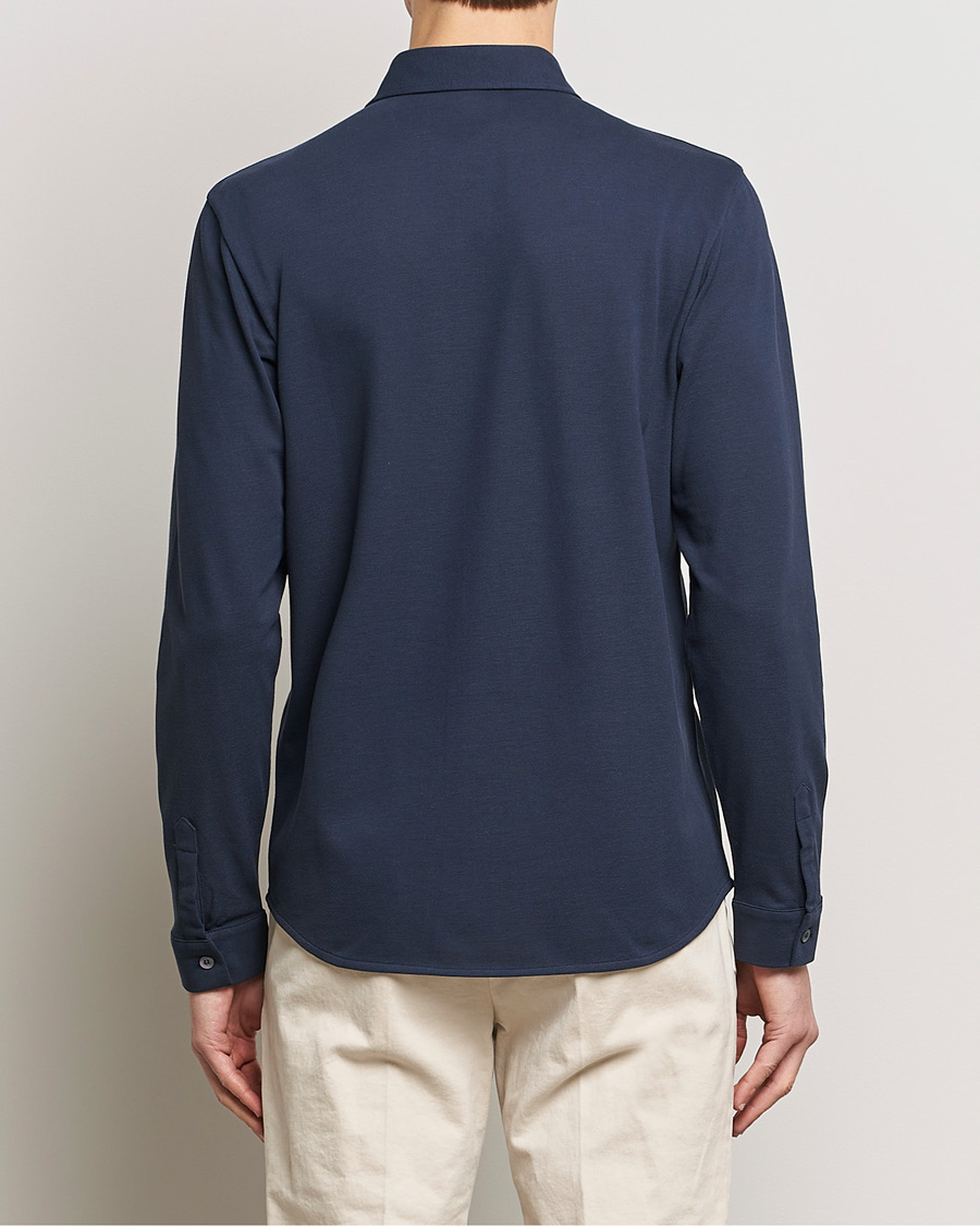 Men | Shirts | Sunspel | Long Sleeve Button Down Pique Shirt Navy