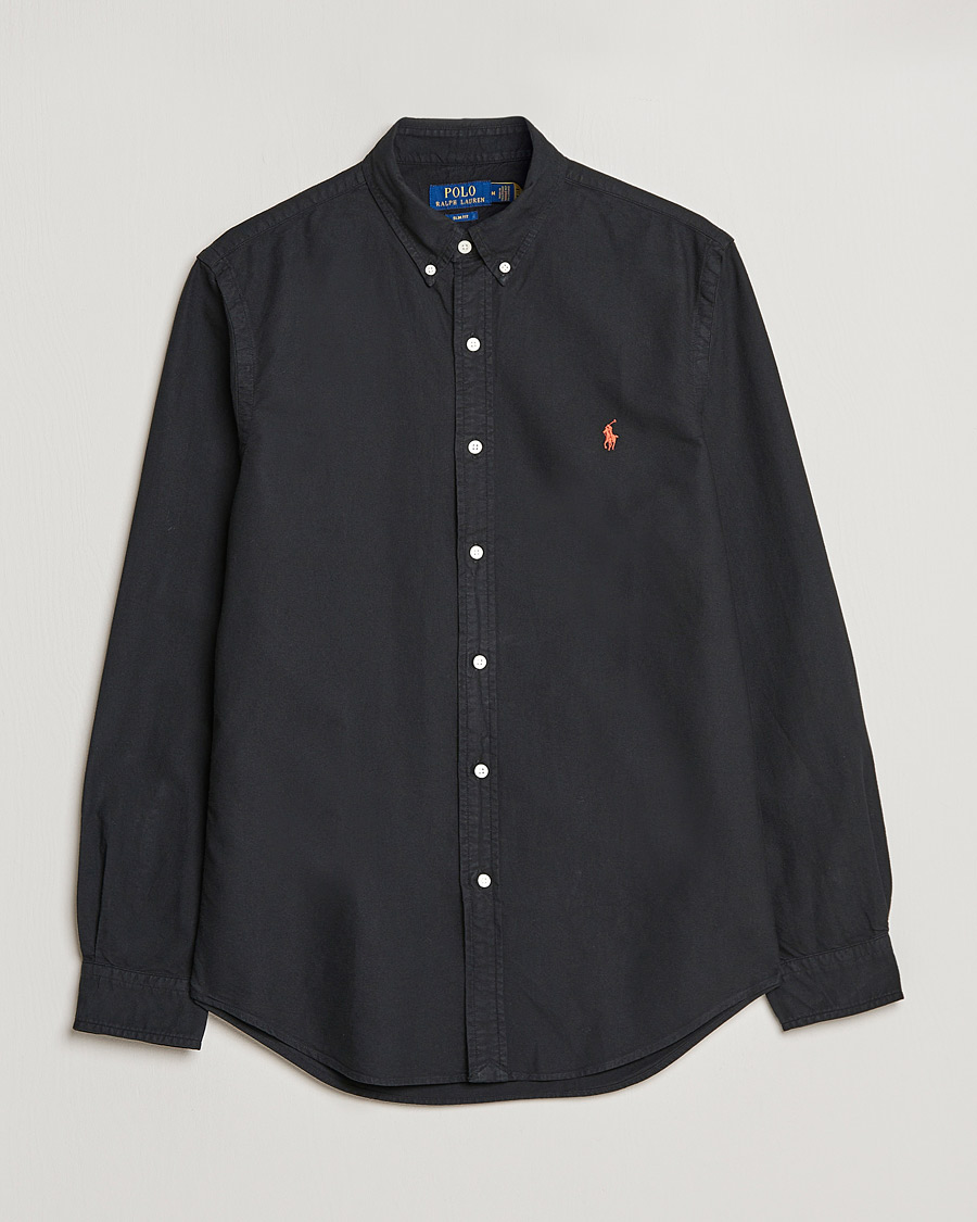 Men | Shirts | Polo Ralph Lauren | Slim Fit Garment Dyed Oxford Shirt Polo Black