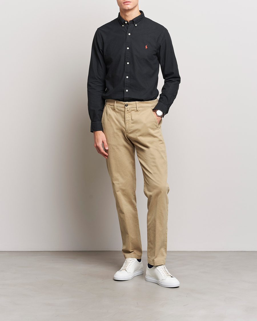 Men | Our 100 Best Gifts | Polo Ralph Lauren | Slim Fit Garment Dyed Oxford Shirt Polo Black