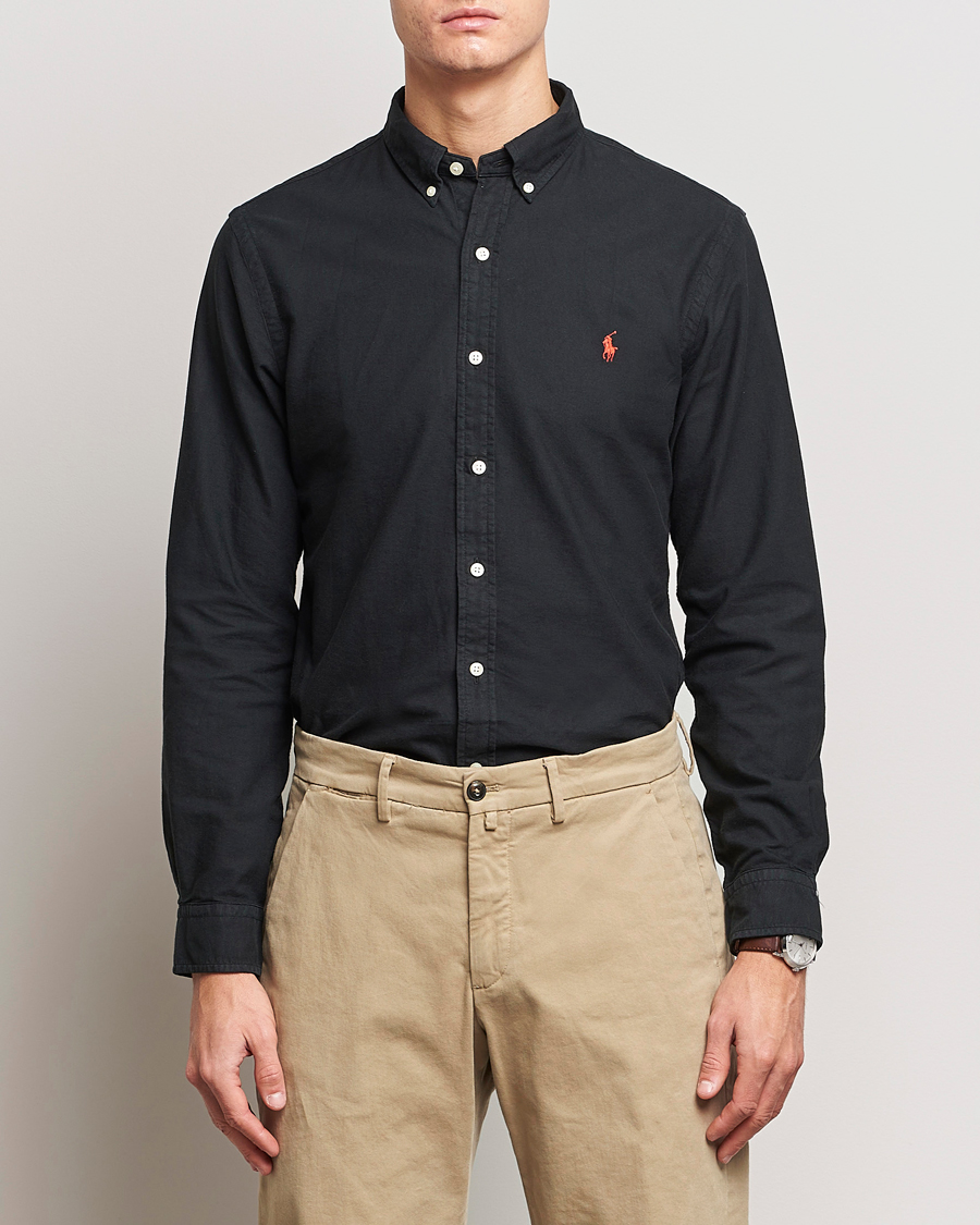 Men | Oxford Shirts | Polo Ralph Lauren | Slim Fit Garment Dyed Oxford Shirt Polo Black