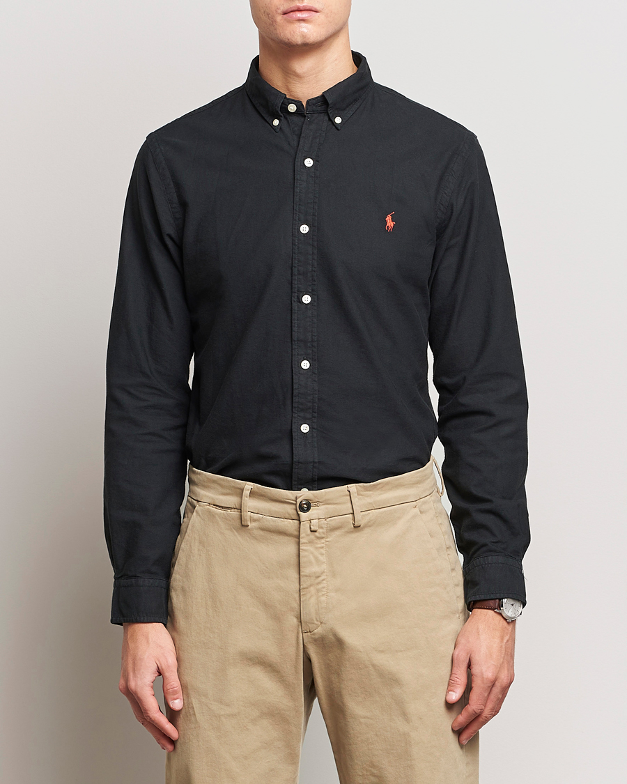 Men | Shirts | Polo Ralph Lauren | Slim Fit Garment Dyed Oxford Shirt Polo Black