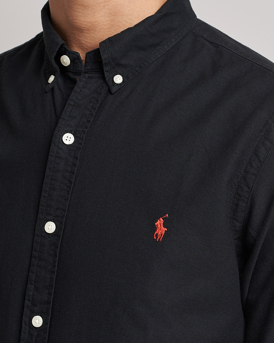 Men | Shirts | Polo Ralph Lauren | Slim Fit Garment Dyed Oxford Shirt Polo Black