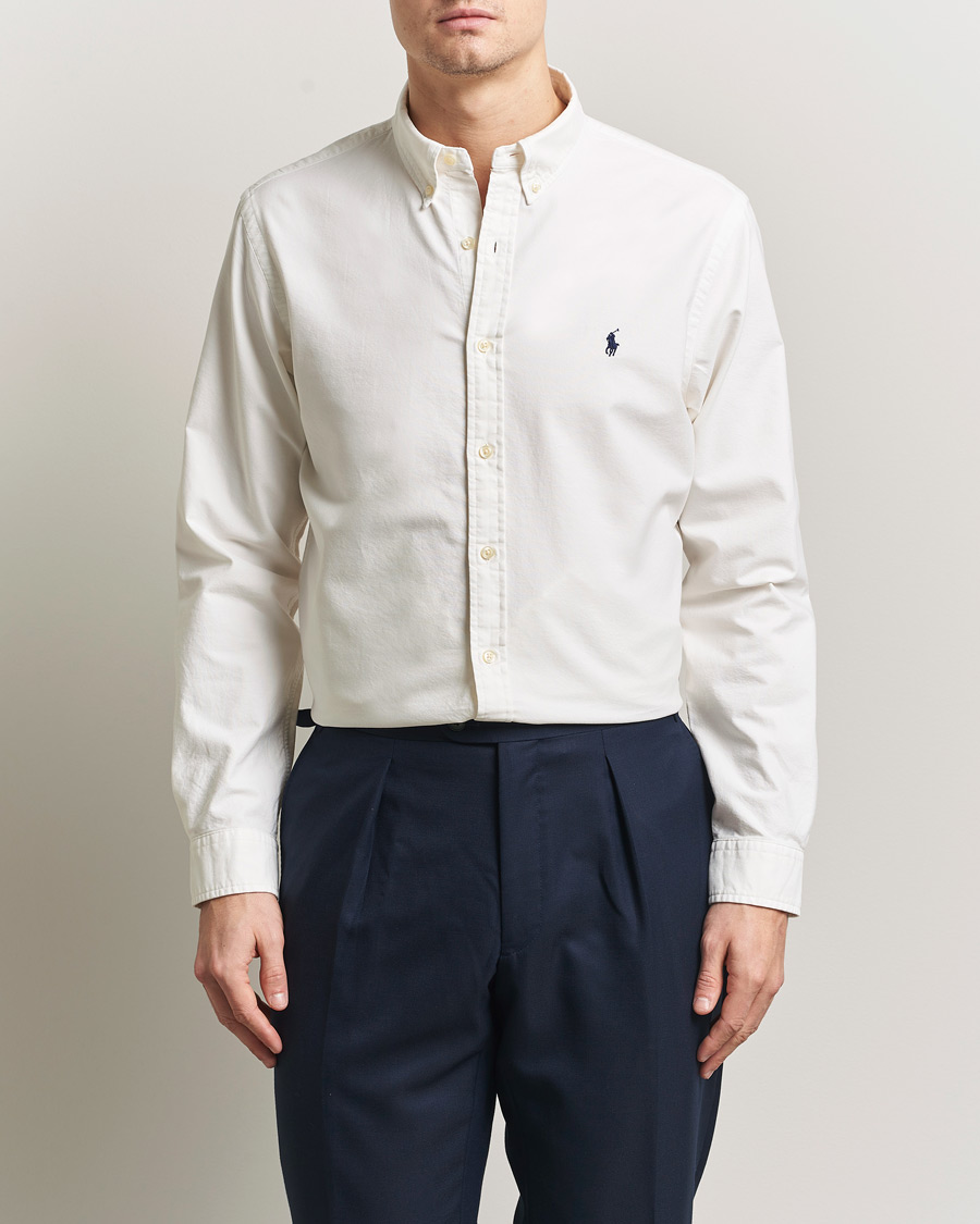 Men | Shirts | Polo Ralph Lauren | Slim Fit Garment Dyed Oxford Shirt White