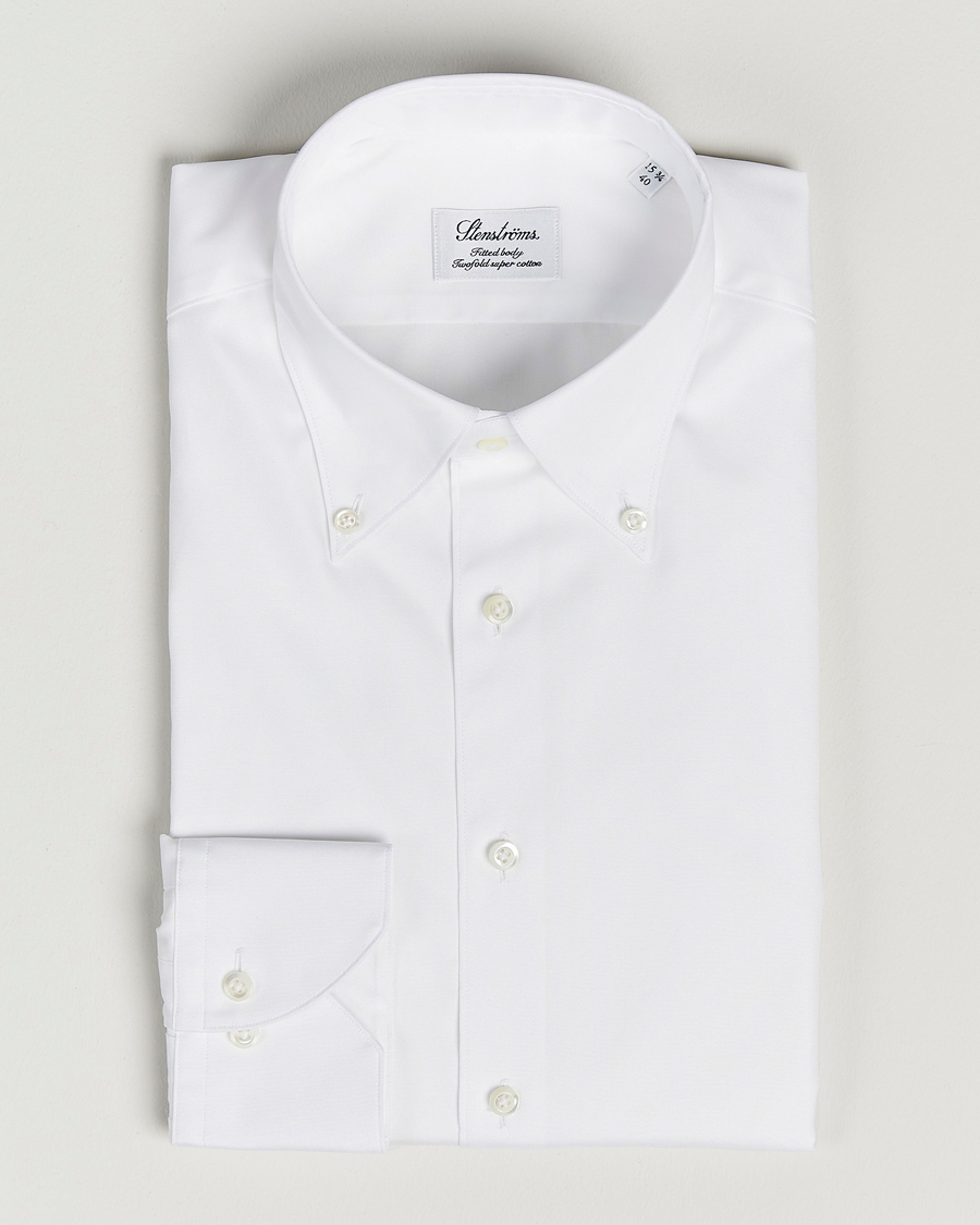 Men | Shirts | Stenströms | Fitted Body Button Down Shirt White