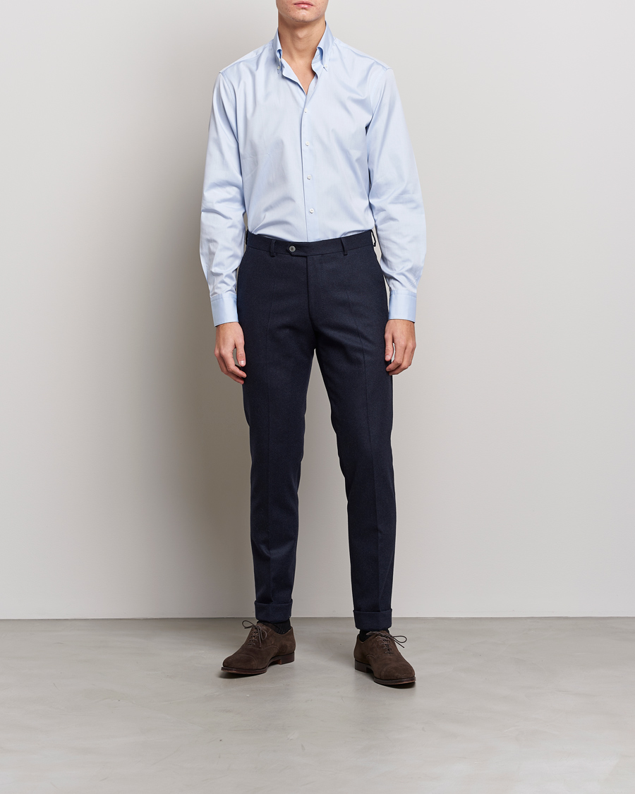 Men | Stenströms | Stenströms | Fitted Body Button Down Shirt Light Blue