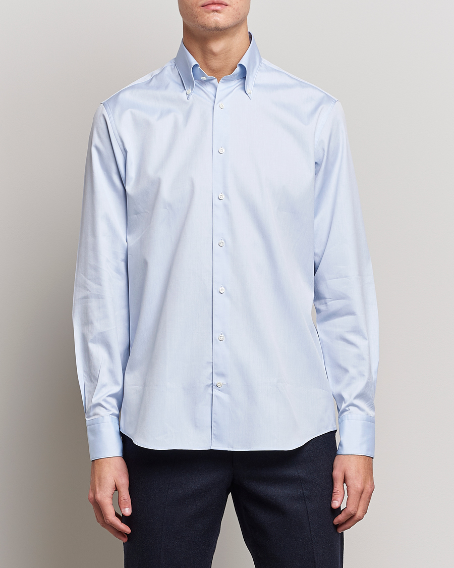 Men | Business Shirts | Stenströms | Fitted Body Button Down Shirt Light Blue