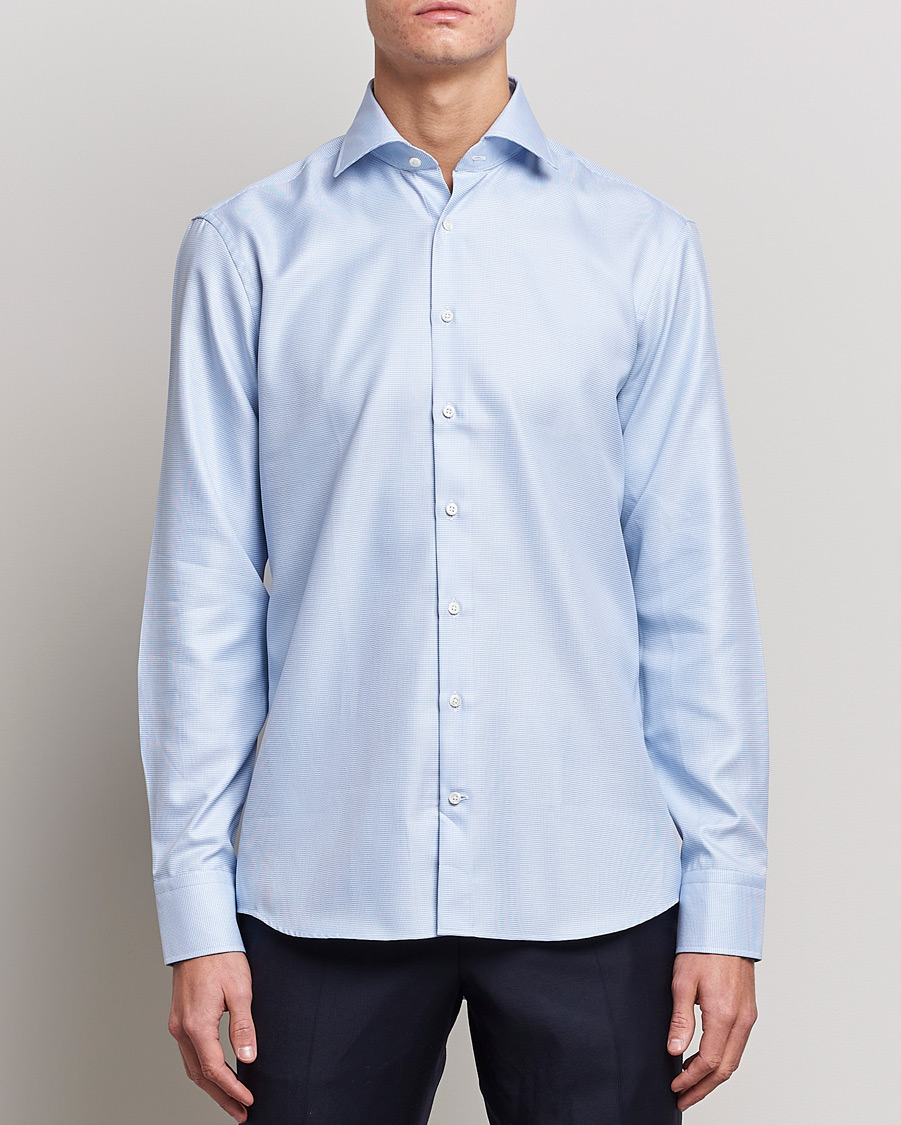 Men | Shirts | Stenströms | Fitted Body Houndstooth Shirt Blue