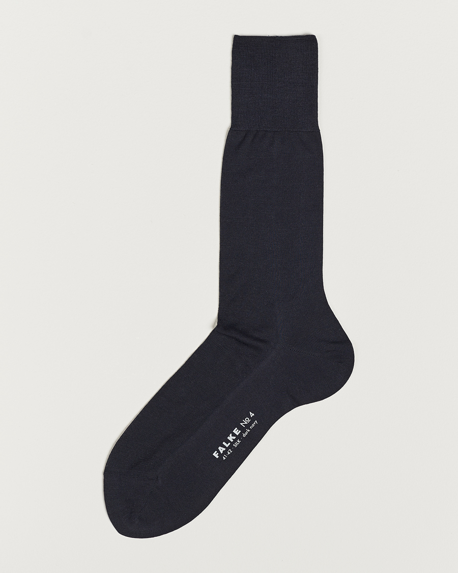 Men |  | Falke | No. 4 Pure Silk Socks Dark Navy