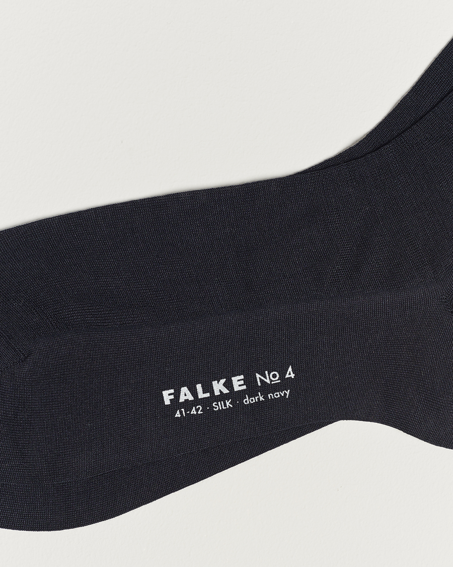 Men |  | Falke | No. 4 Pure Silk Socks Dark Navy