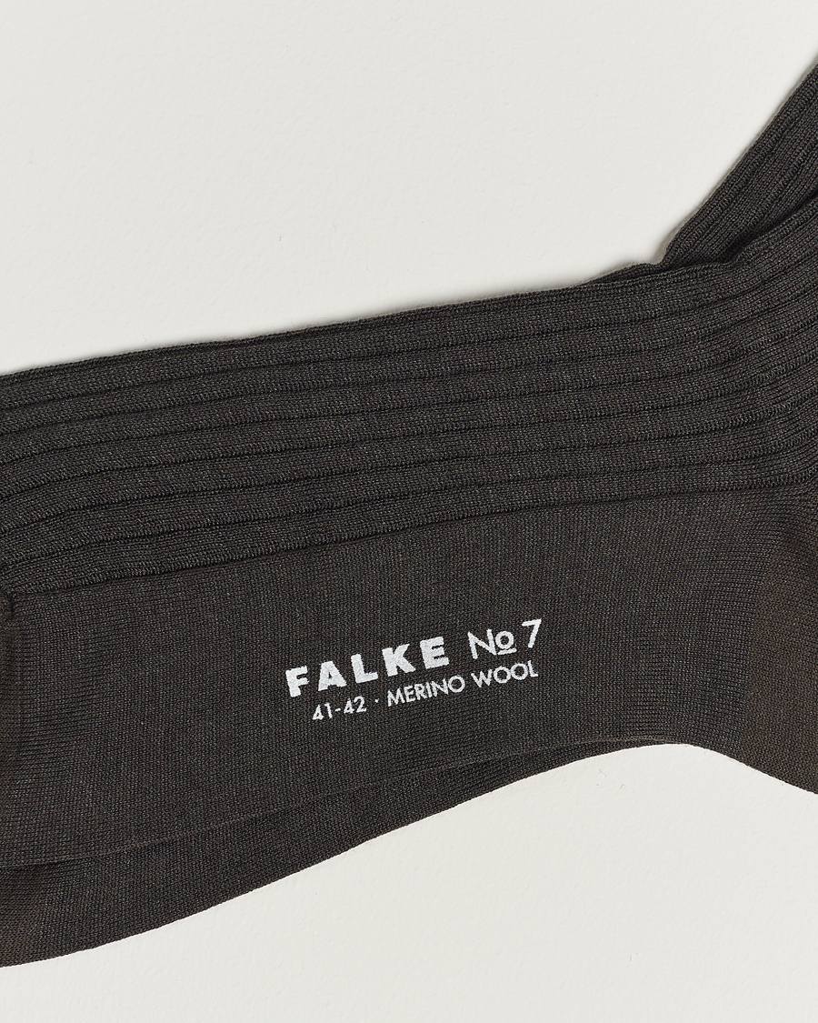 Men |  | Falke | No. 7 Finest Merino Ribbed Socks Brown