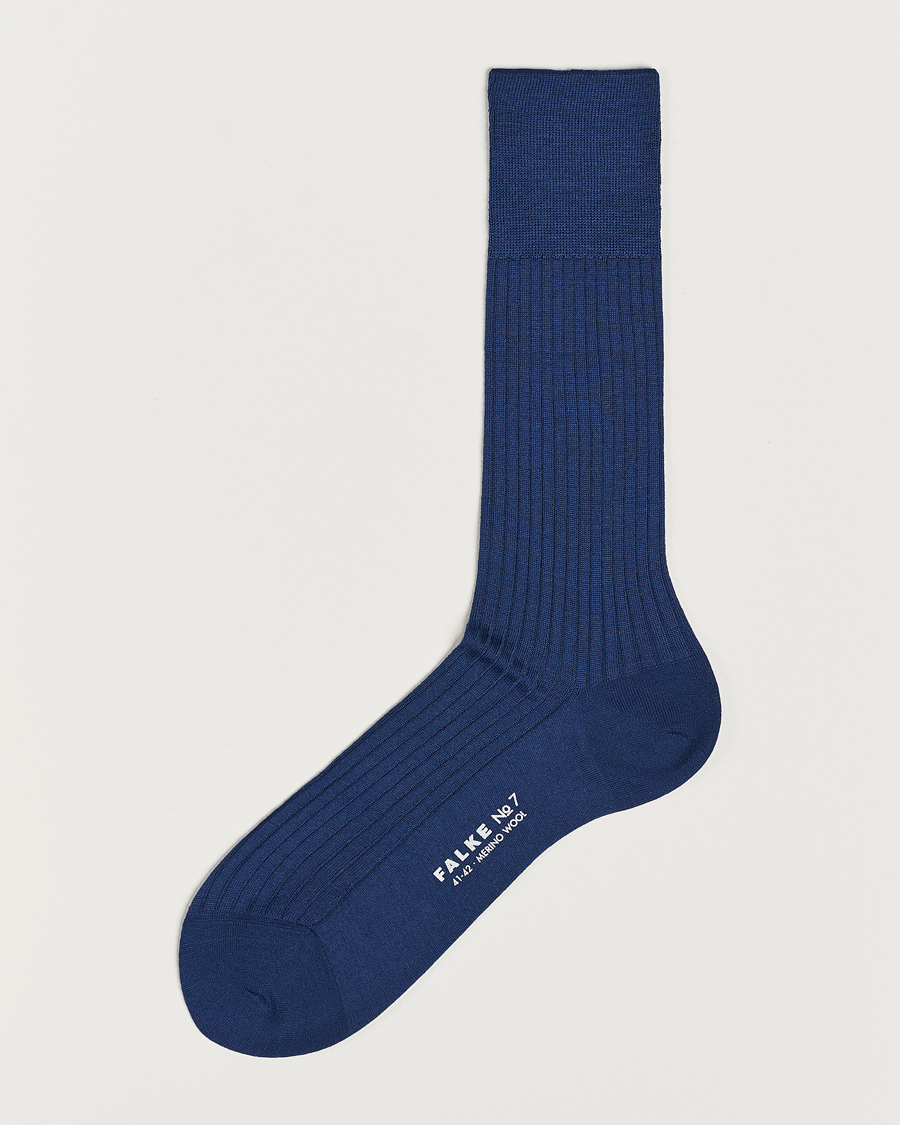 Men | Underwear & Socks | Falke | No. 7 Finest Merino Ribbed Socks Royal Blue