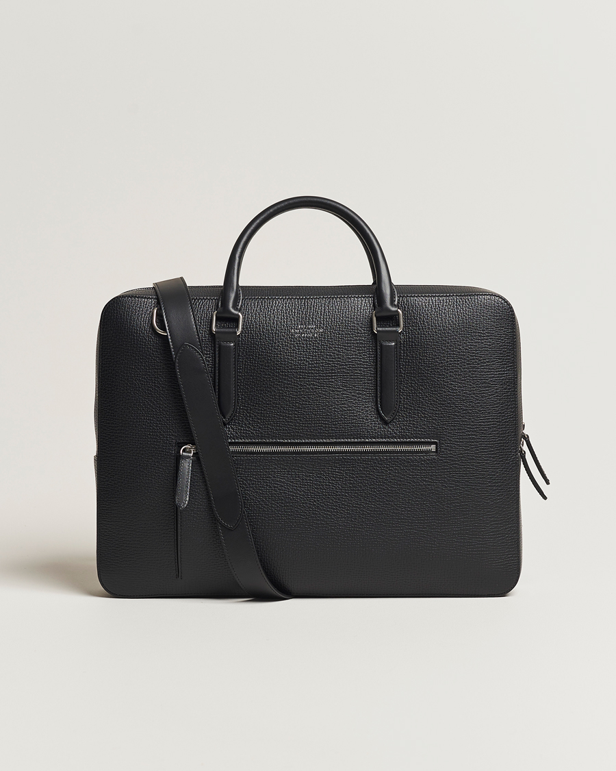 Men | Bags | Smythson | Ludlow Slim Briefcase With Zip Front Black
