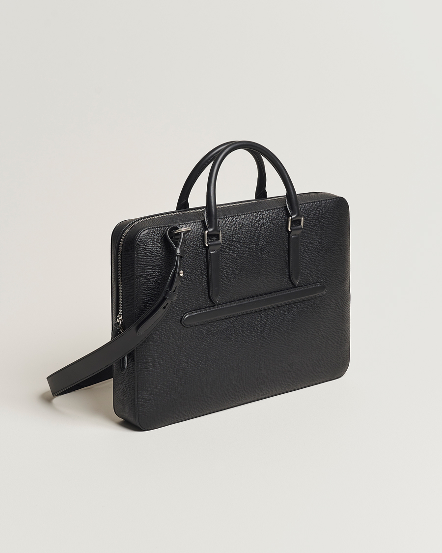 Smythson Ludlow Briefcase with Zip Front Black at CareOfCarl.com