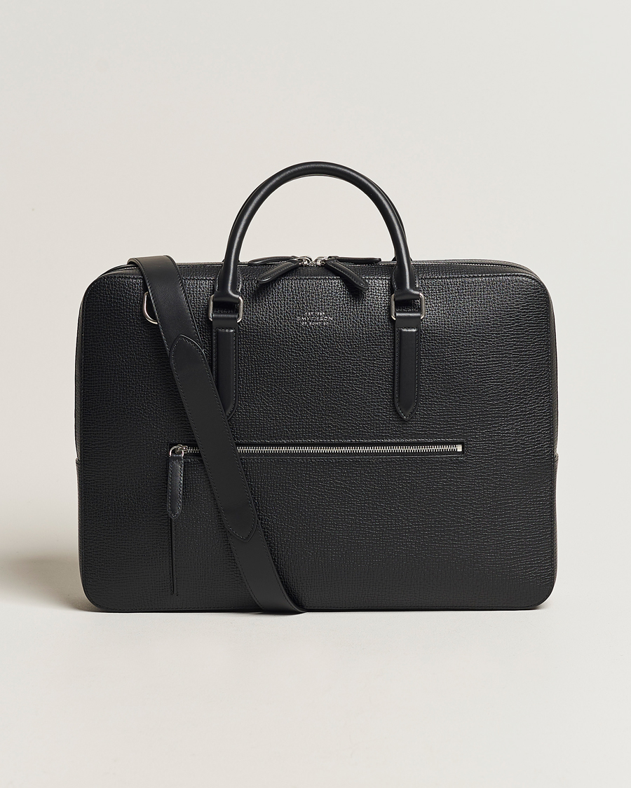 Men | Smythson Ludlow Large Briefcase With Zip Front Black | Smythson | Ludlow Large Briefcase With Zip Front Black