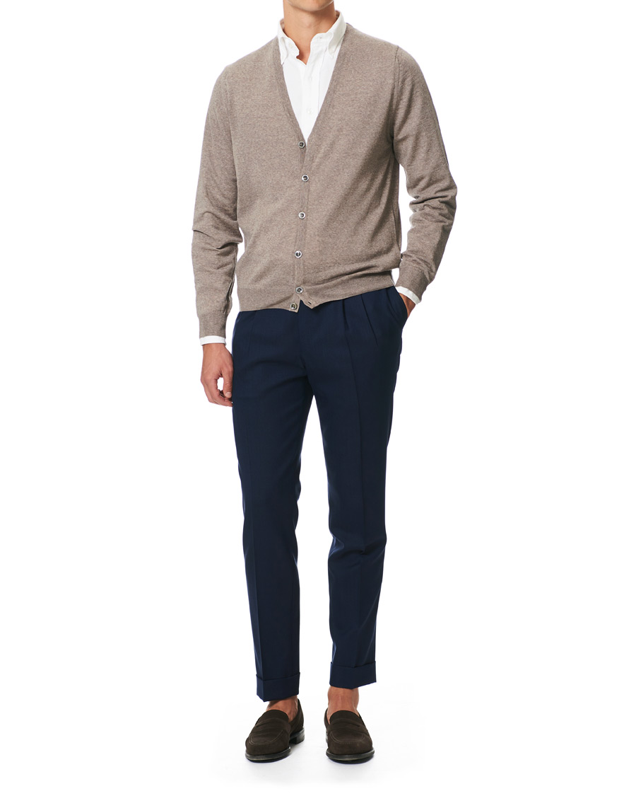 Men | Sweaters & Knitwear | Stenströms | Merino Zegna Knitted Cardigan Beige