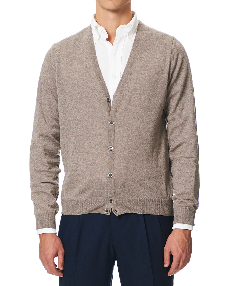 Men | Sweaters & Knitwear | Stenströms | Merino Zegna Knitted Cardigan Beige