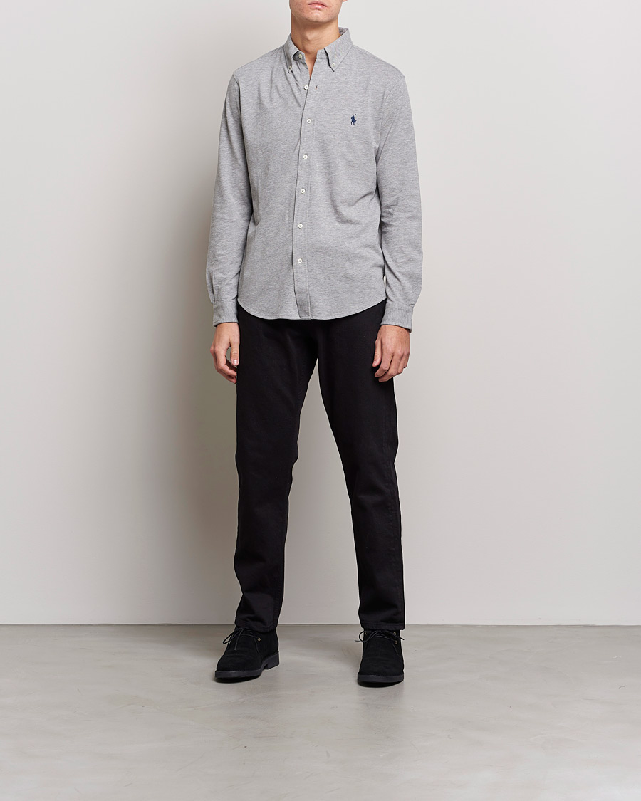 Men | Shirts | Polo Ralph Lauren | Slim Fit Featherweight Mesh Shirt Andover Heather