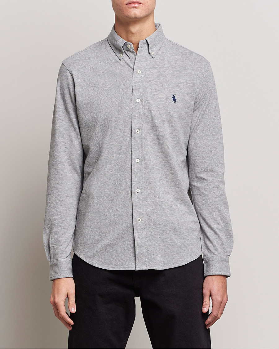 Men | Shirts | Polo Ralph Lauren | Slim Fit Featherweight Mesh Shirt Andover Heather