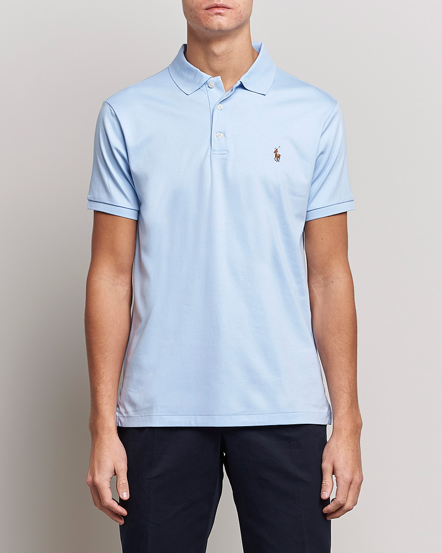 Men | Short Sleeve Polo Shirts | Polo Ralph Lauren | Slim Fit Pima Cotton Polo Office Blue